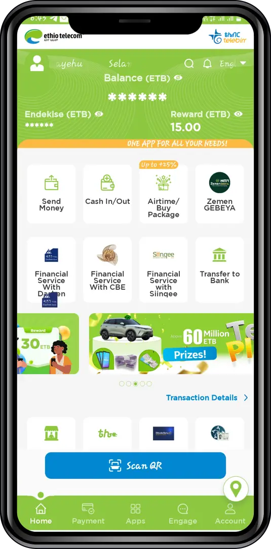 telebirr SuperApp Homepage pic